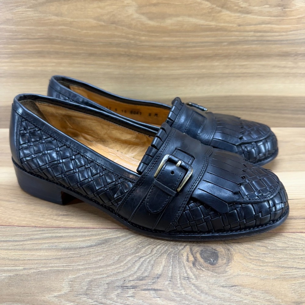 Johnston & Murphy Domani Men's US 8 M Black Weave Woven Slip On Loafers